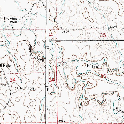 Topographic Map of Wild Horse Creek, WY