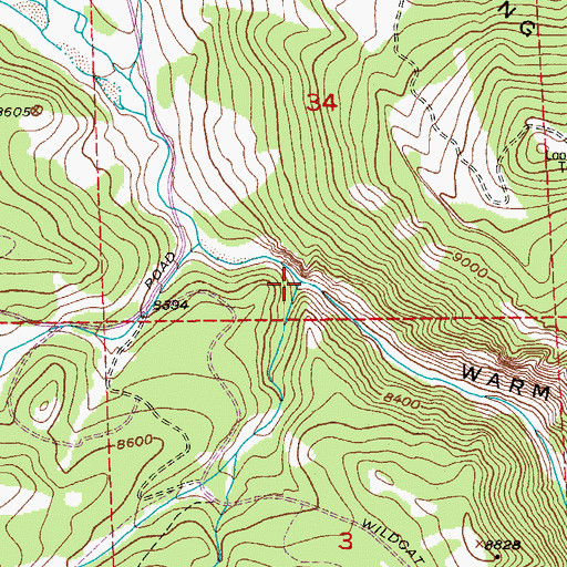 Topographic Map of Wildcat Creek, WY