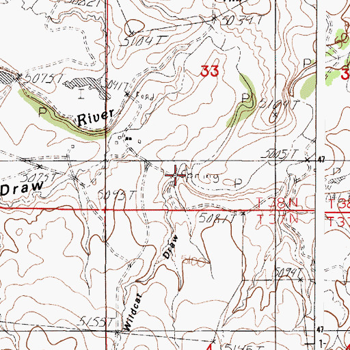 Topographic Map of Wildcat Draw, WY