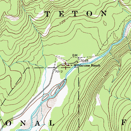 Topographic Map of Wilderness Ranch, WY