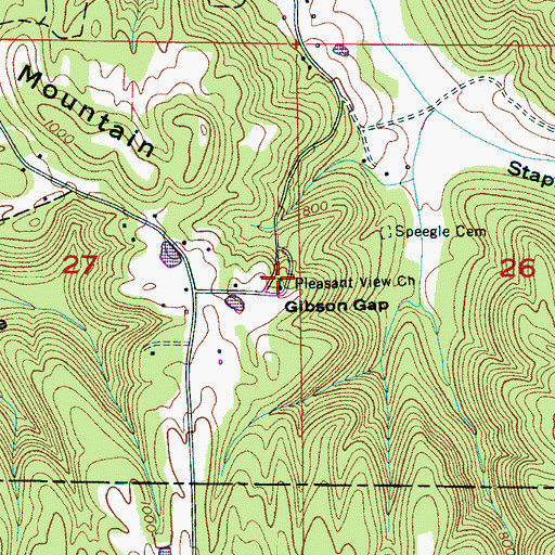 Topographic Map of Pleasant View Church, AL