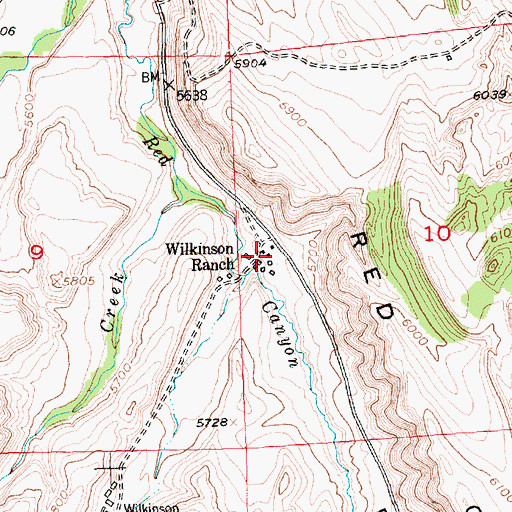 Topographic Map of Wilkinson Ranch, WY