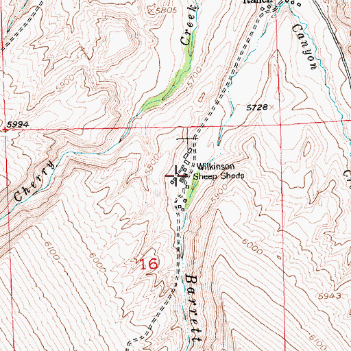 Topographic Map of Wilkinson Sheep Sheds, WY