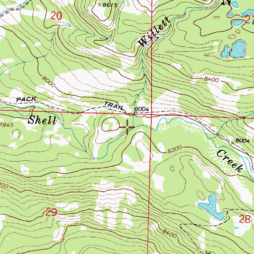 Topographic Map of Willett Creek, WY