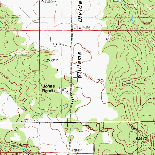 Topographic Map of Williams Divide, WY