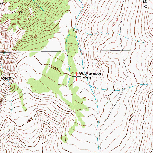 Topographic Map of Williamson Corrals, WY