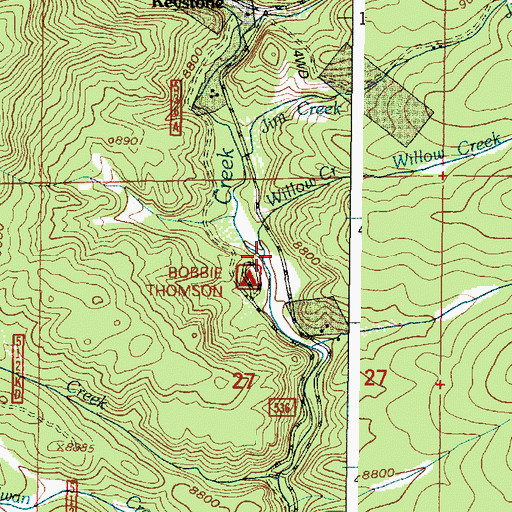 Topographic Map of Willow Creek, WY