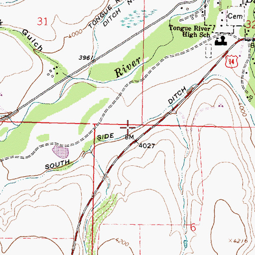 Topographic Map of South Side Ditch, WY