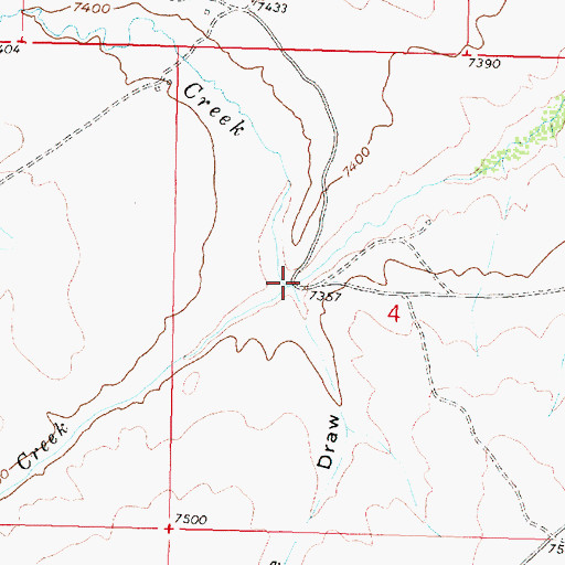Topographic Map of Willow Creek, WY