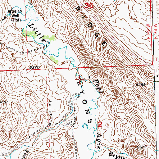 Topographic Map of Willow Creek, WY