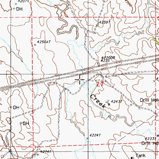 Topographic Map of Willow Creek, WY