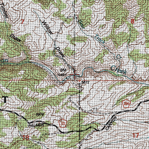Topographic Map of Willow Draw, WY