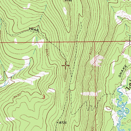 Topographic Map of Willow Lake Trail, WY