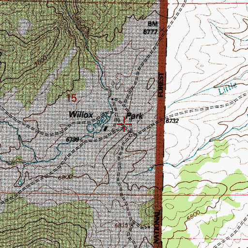 Topographic Map of Willox Park, WY
