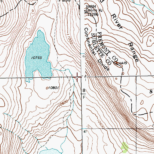 Topographic Map of Wind River Range, WY