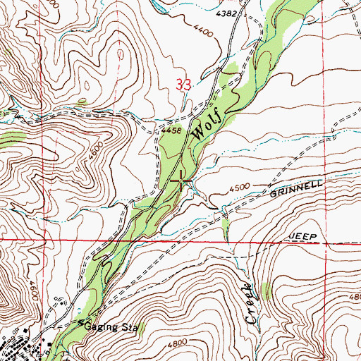 Topographic Map of Windy Canyon Creek, WY
