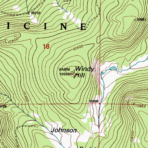Topographic Map of Windy Hill, WY