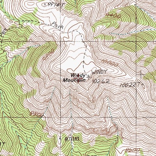 Topographic Map of Windy Mountain, WY