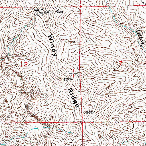 Topographic Map of Windy Ridge, WY