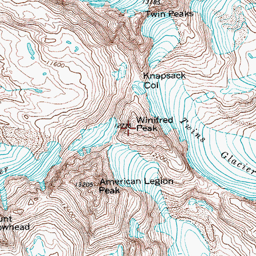 Topographic Map of Winifred Peak, WY