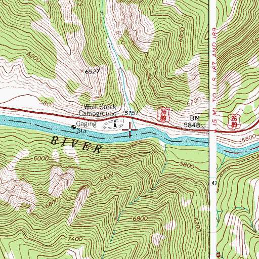 Topographic Map of Wolf Creek, WY