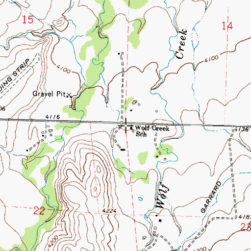 Topographic Map of Wolf Creek School, WY