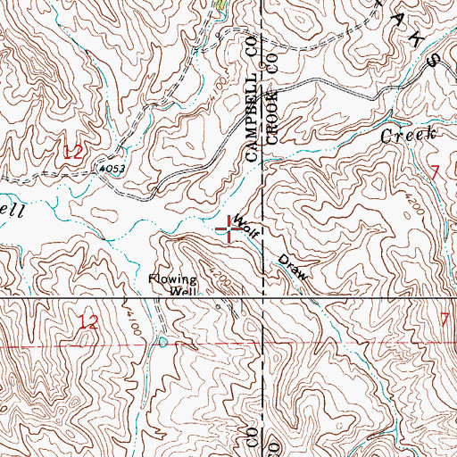 Topographic Map of Wolf Draw, WY