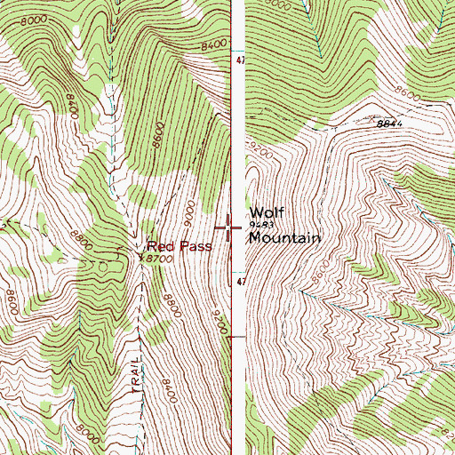 Topographic Map of Wolf Mountain, WY
