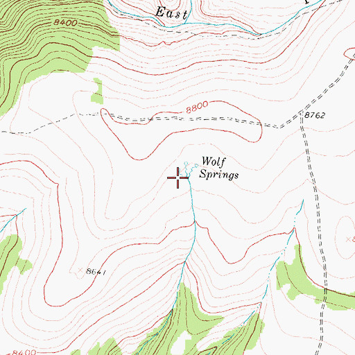 Topographic Map of Wolf Springs, WY