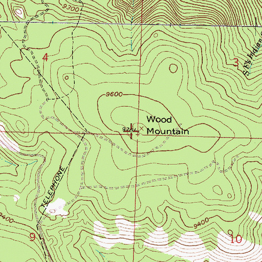 Topographic Map of Wood Mountain, WY