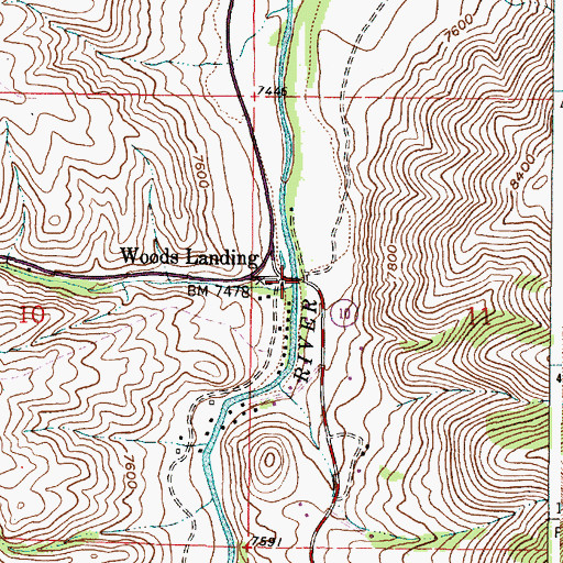 Topographic Map of Woods Creek, WY