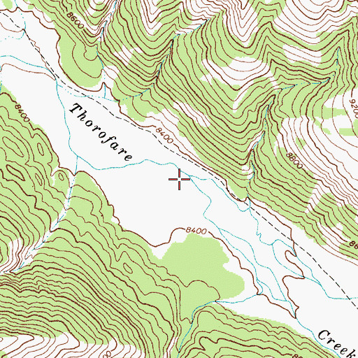 Topographic Map of Woody Creek, WY