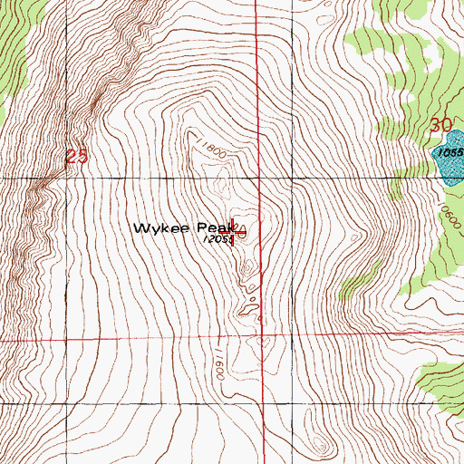 Topographic Map of Wykee Peak, WY