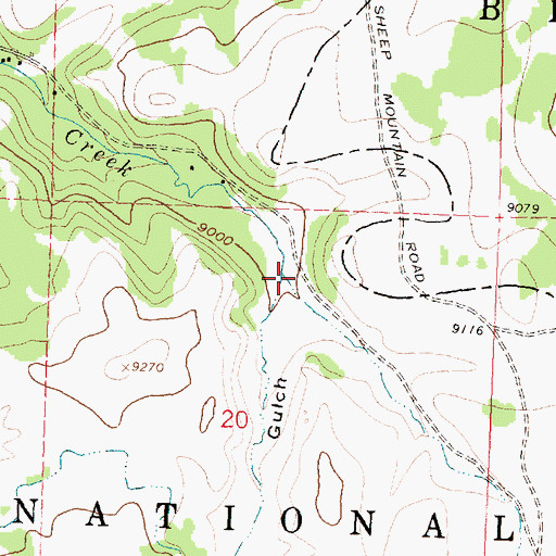 Topographic Map of Wyoming Gulch, WY