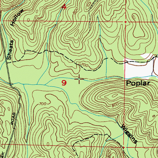 Topographic Map of Poplar Log Cove, AL