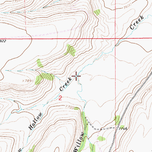 Topographic Map of Yellow Hollow Creek, WY