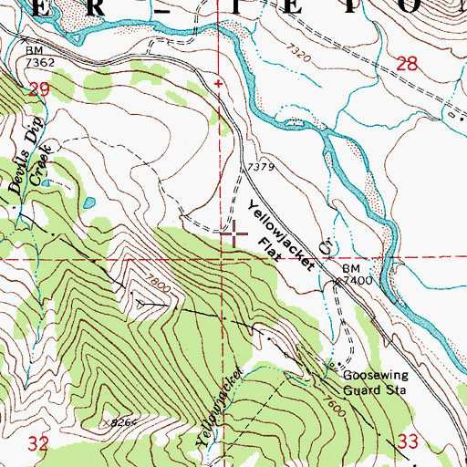 Topographic Map of Yellowjacket Flat, WY