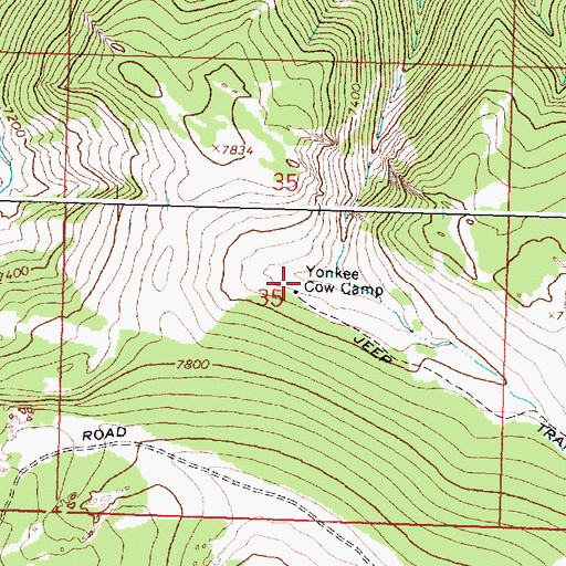 Topographic Map of Yonkee Cow Camp, WY