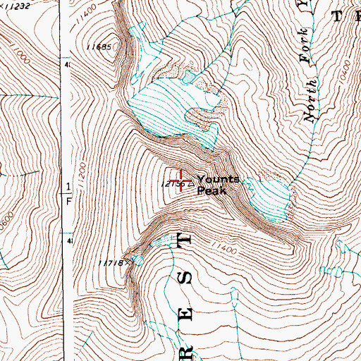 Topographic Map of Younts Peak, WY