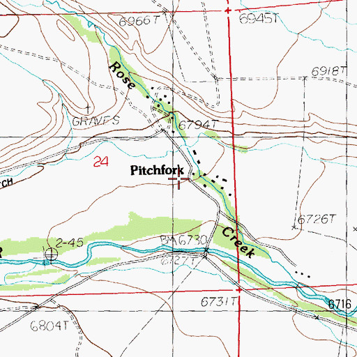 Topographic Map of Z Bar T Ranch, WY