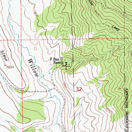 Topographic Map of Z Bar U Ranch, WY