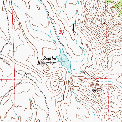 Topographic Map of Zembo Reservoir, WY
