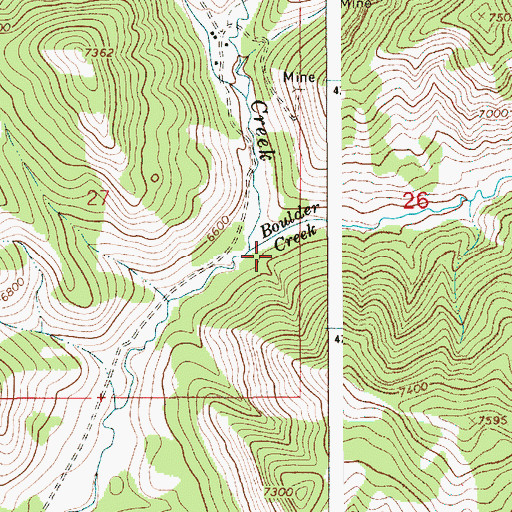Topographic Map of Boulder Creek, WY