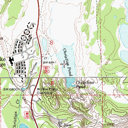 Topographic Map of Christian Pond, WY