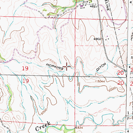 Topographic Map of Hopkins Ditch, WY