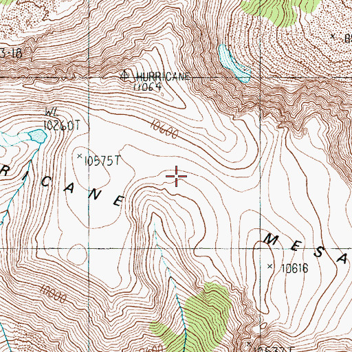 Topographic Map of Hurricane Mesa, WY