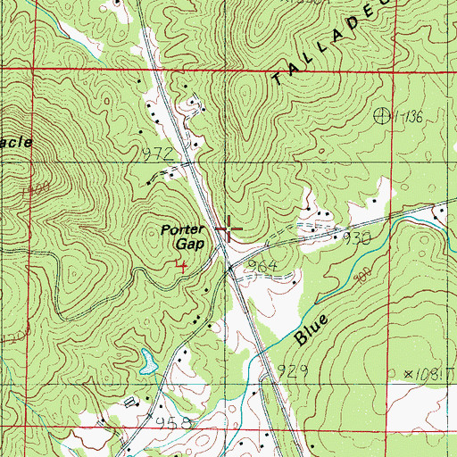 Topographic Map of Porter Gap, AL