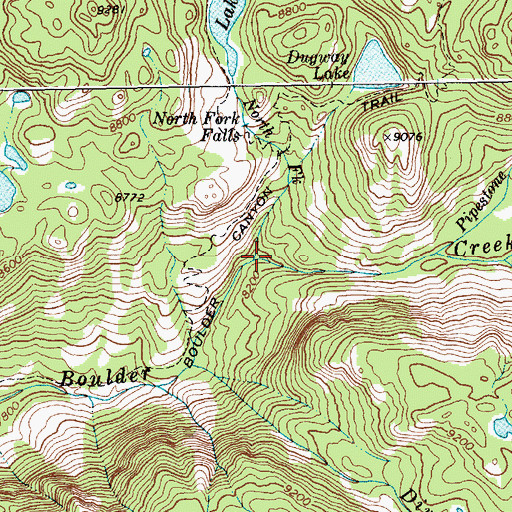 Topographic Map of North Fork Boulder Creek, WY