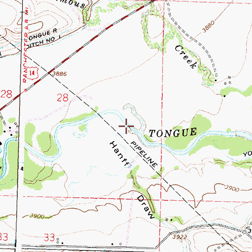 Topographic Map of Hanff Draw, WY