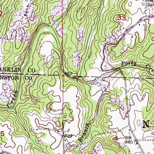 Topographic Map of Posey Creek, AL